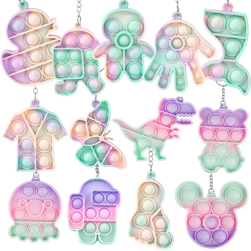 

Мини-брелок с силиконовыми пузырями, игрушка-антистресс для детей и взрослых