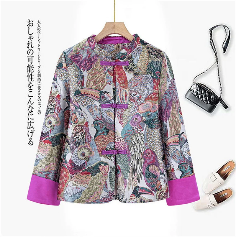 Куртка женская с вышивкой и пряжкой однобортный жакет принтом модное пальто в