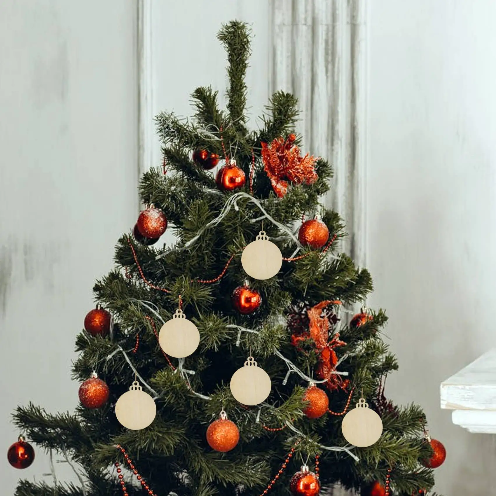 50 шт. DIY ремесленная деревянная круглая безделушка с шпагат для краски