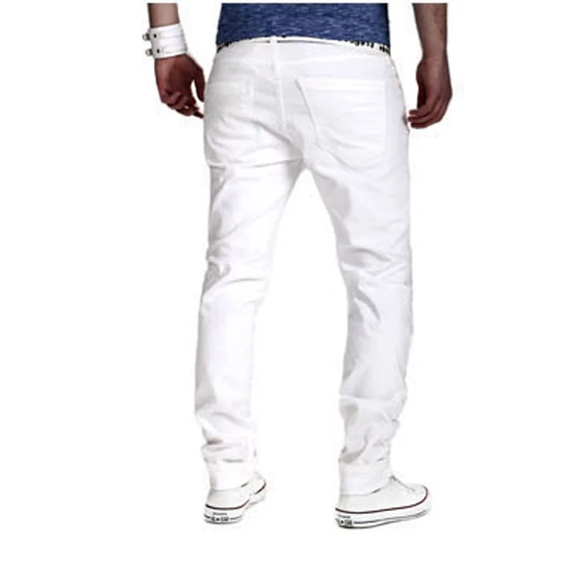 NEW 2022 Spring Autumn Fashion White Color Cotton Hip Hop Multi Ripped Hole Streetwear Harem Cargo Pants Men Pantalon Homme
