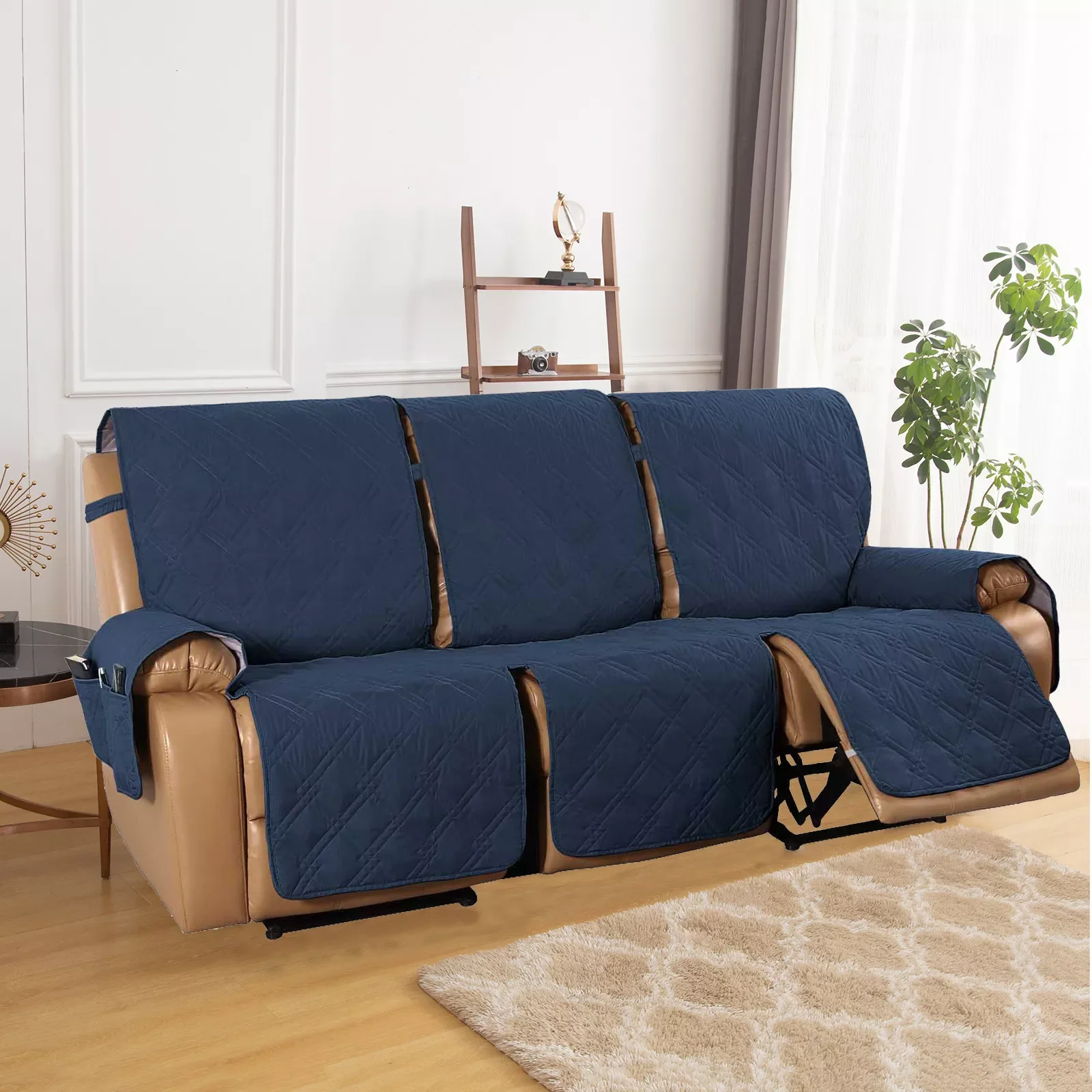 

NEW IN 3 Seater Recliner Cover with Console Reversible Couch Cover for Living Room Split Sofa Cover for Each with Elastic Strap