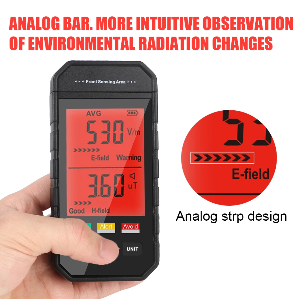 

Electromagnetic Radiation Detector Sound Light Alarm With Backlight EMF Meter Magnetics Field Radio Test Electric Field Tester