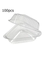 100pcs plastic food bakery take out container dessert container plastic hinged food container sandwich snack pastry preservation