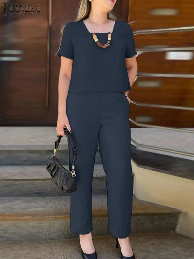 Женские элегантные спортивные костюмы ZANZEA модные подходящие комплекты из 2