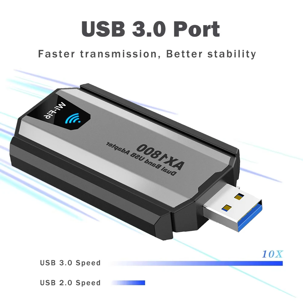 USB-адаптер KEBIDUMEI AX1800 WiFi 6, двухдиапазонный беспроводной Wi-Fi-адаптер 2,4G5 ГГц, сетевая карта USB 3.0, адаптер WiFi6 для Win1011 (art.: 3920dbd520201) - 3920dbd520201