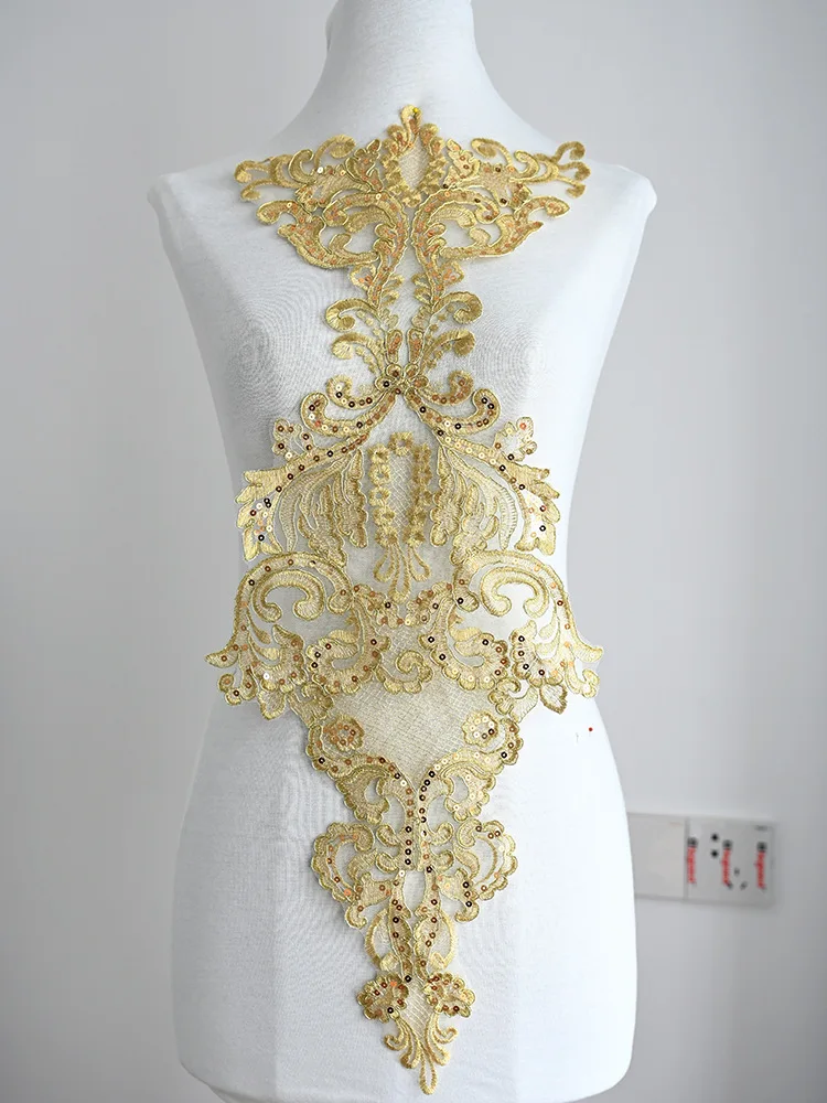 1 шт., кружевная ткань с золотыми блестками, 48 х36 см