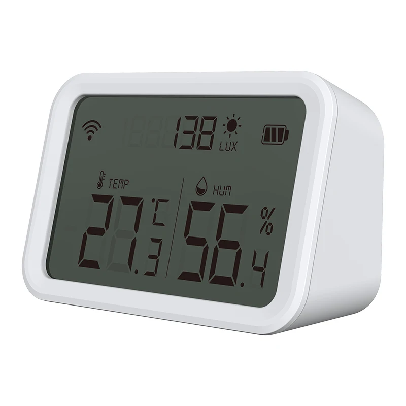

App Control Humidity Detector Diy Smart Home Indoor Zigbee Temperature Sensor Tuya Smart Light Intensity Detection Large Display