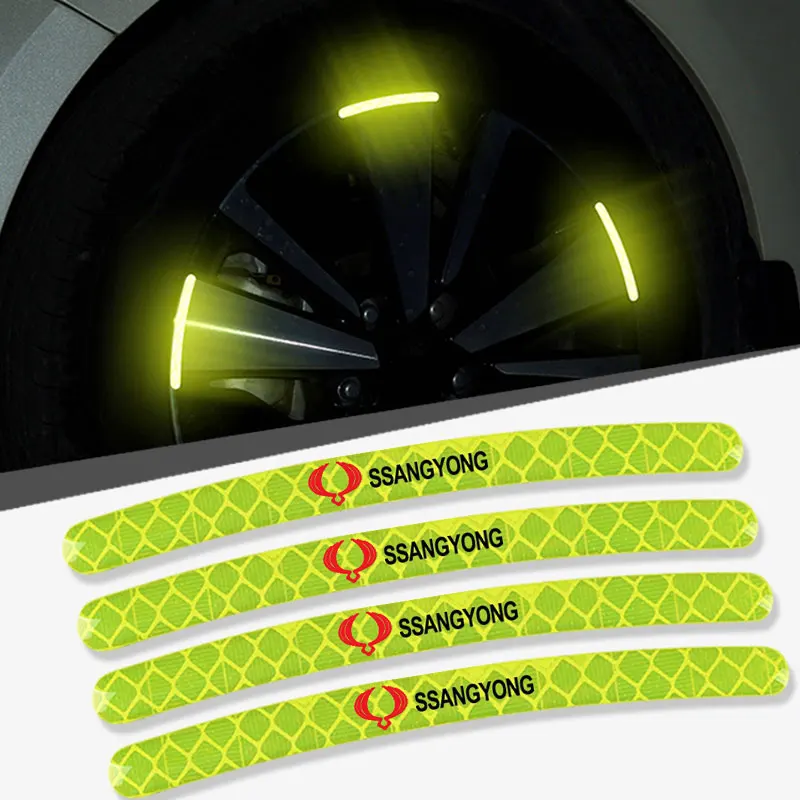 

Reflective Car Rim Night Warning Luminous Sticker for Ssangyong Rexton Actyon Sport Tivoli Stavic Rexton 2007 Car Accessories