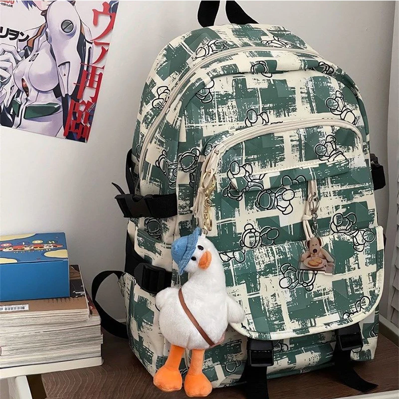 

College Student High School Backpacks for Teenagers Girls Nylon Bookbag Women Casual Korean Bagpack Graffiti Printing Schoolbag
