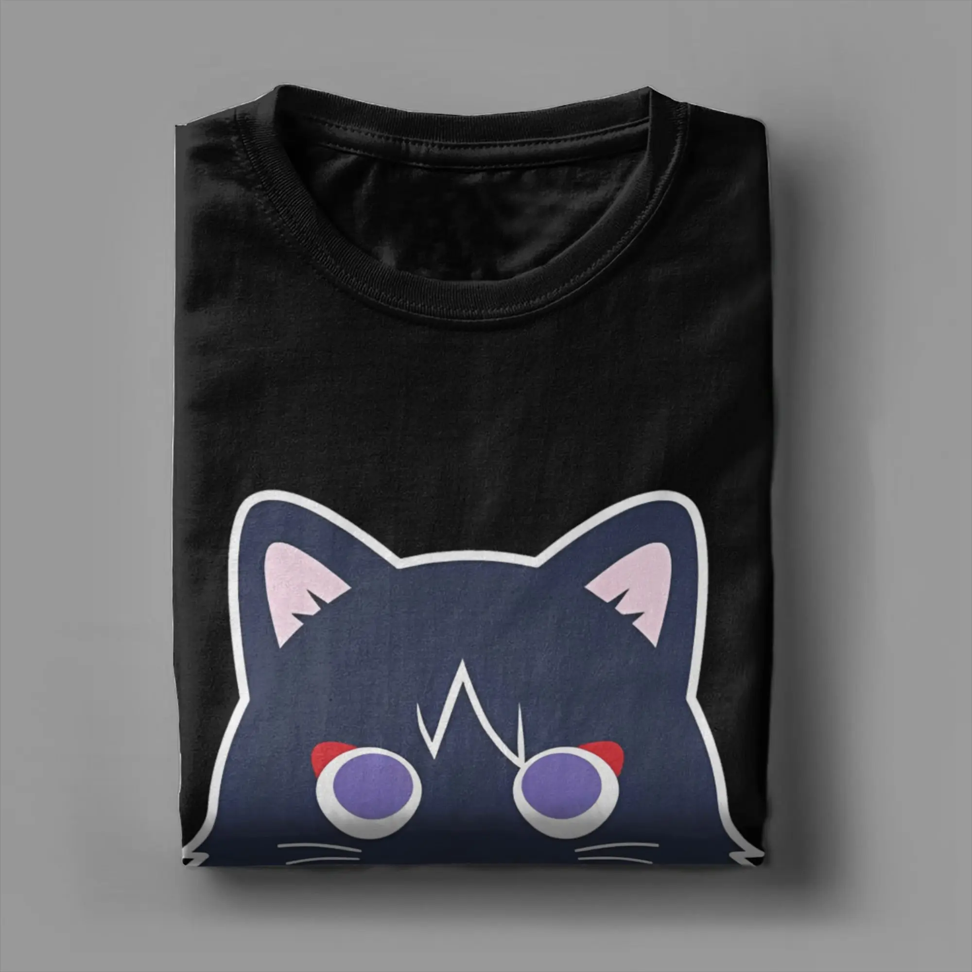 Фото Футболка Scarameow Wanderer Cat для мужчин и женщин, забавная футболка Genshin Impact из 100% хлопка, футболка с круглым вырезом, оригинальная одежда №3