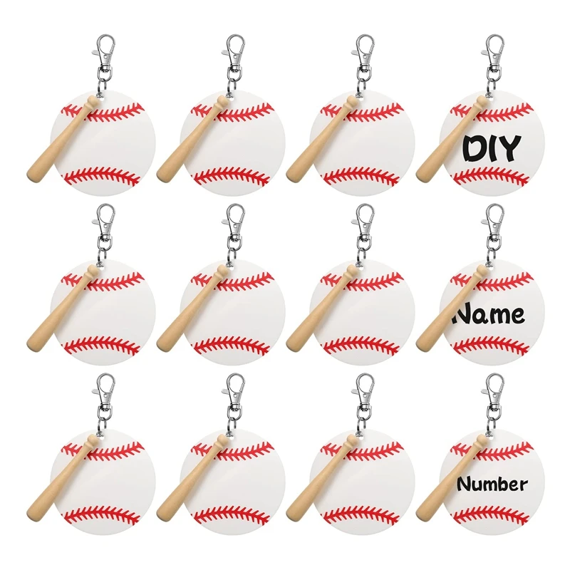 Бейсбольный акриловый брелок пустой комплект 12 акриловых Ланьков поворотных
