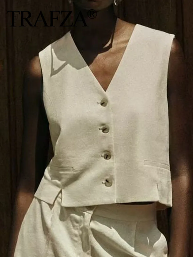 

Женский однобортный жилет без рукавов, с V-образным вырезом