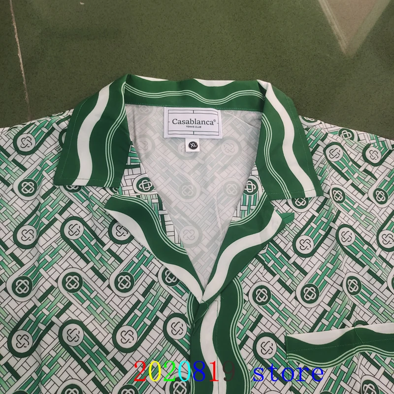 Green Casablanca Tennis Club Hawaii Beach Shortpant Shirt Set For Men Women Holiday Seaside SURF Suit