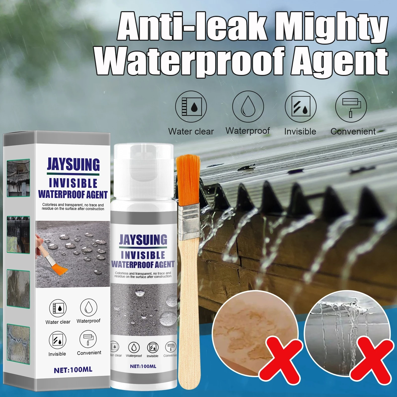 

Waterproof Anti-Leaking Wall Bathroom Glue Tile Ceramic Bonding Sealant Spray with Brush Super Strong Invisible Floor Bond Agent