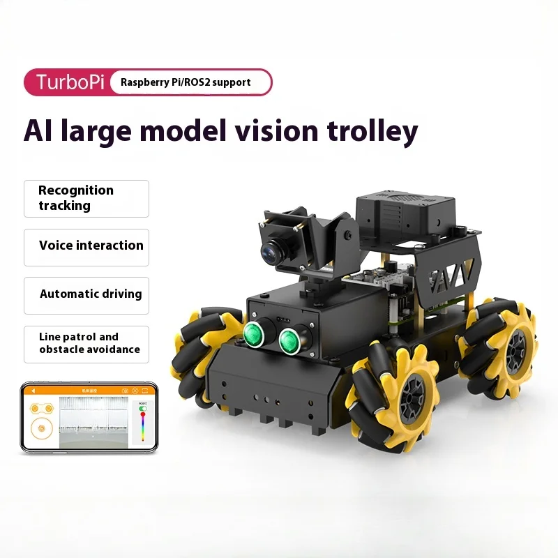 Фото Интеллектуальная тележка Raspberry Pi 4B/5 TurboPi Колесо пшеницы AI Большая модель Визуальное распознавание Роботы программирования ROS2 №2