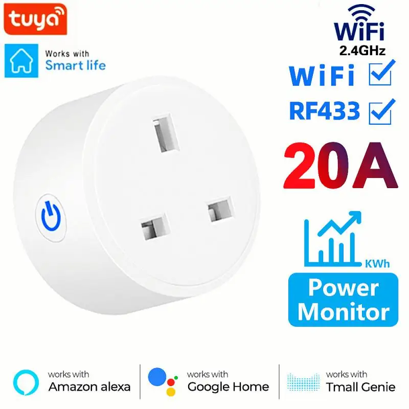 

Умная Wi-Fi розетка Tuya, умная розетка для умного дома, Беспроводная розетка с управлением через приложение, умная жизнь, через Alexa Google Home