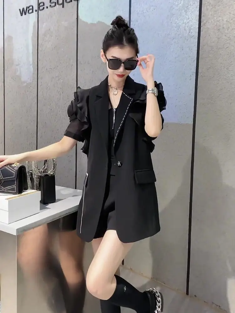 Женское розовое шифоновое пальто летний костюм 2024 г.