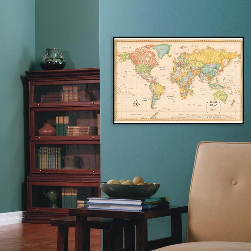 

80*60 см Ретро Карта мира настенная декоративная Картина на холсте художественный плакат без рамки печать классные принадлежности гостиная д...