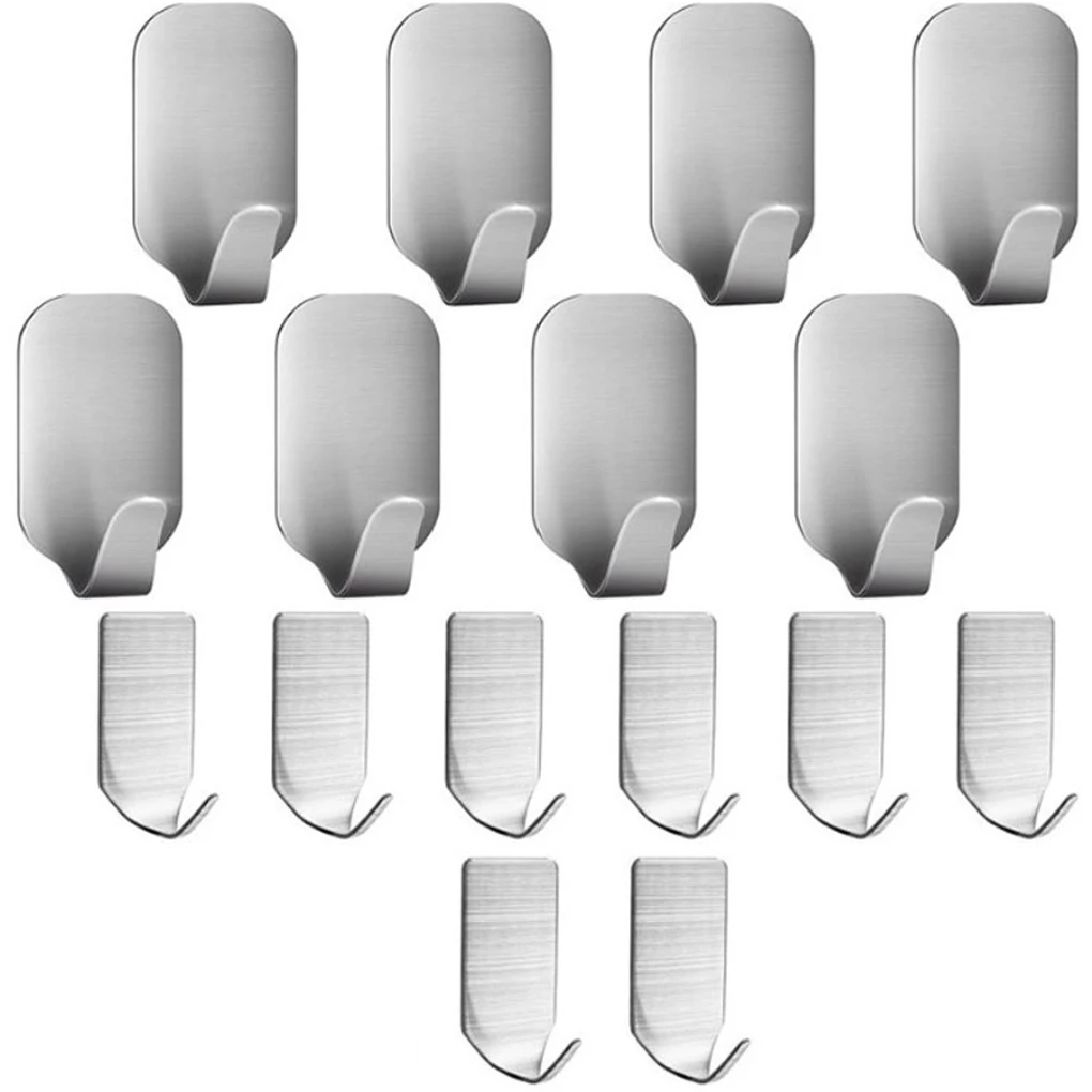 

Настенная вешалка из нержавеющей стали, комплект из 16 крючков для кухни, спальни, гостиной, съемный держатель-Органайзер