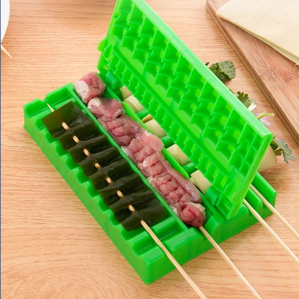 Barbecue Stringer Fast Skewer Kebab Maker Box Machine Beef Meat Vegetable String Grill Barbecue Kitchen Accessories Bbq Gadget