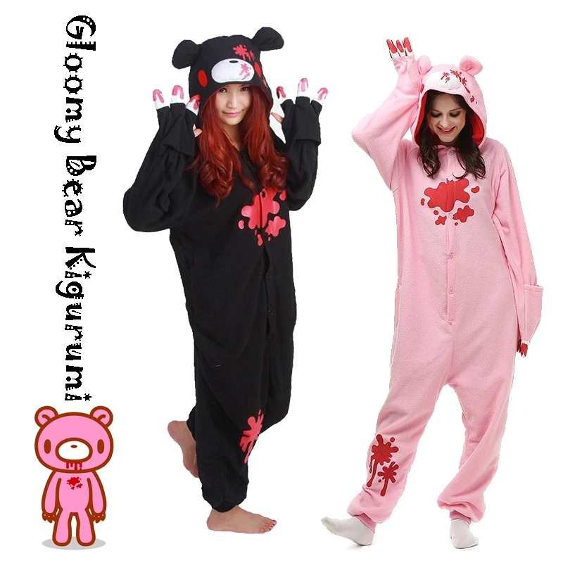 New Black Pink Gloomy Blood Bear Cosplay Costume Fleece Animal Onesies Pajamas Adult Cosplay Costume Pyjamas Sleepwear Wholesale