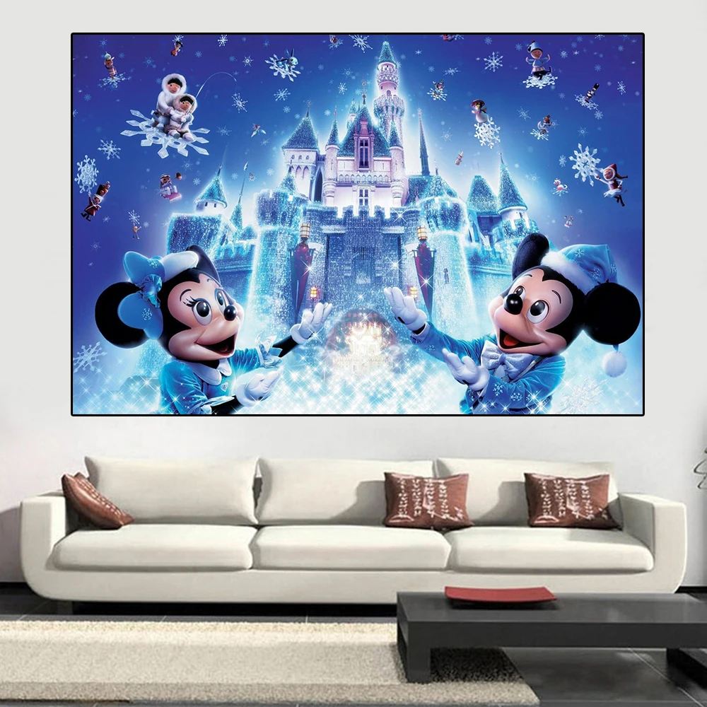 

Постер с изображением замка из мультфильма Disney, цифровая картина маслом, Настенная картина для спальни, украшение для дома, гостиной