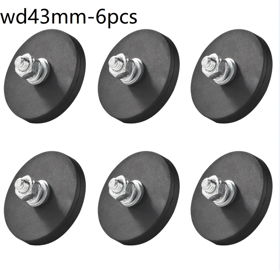 WD43 Неодимовый магнит Монтажные магниты с резиновым покрытием Черный магнит-шпилька Окрашенная поверхность с болтами и гайками для осветительных инструментов для камеры