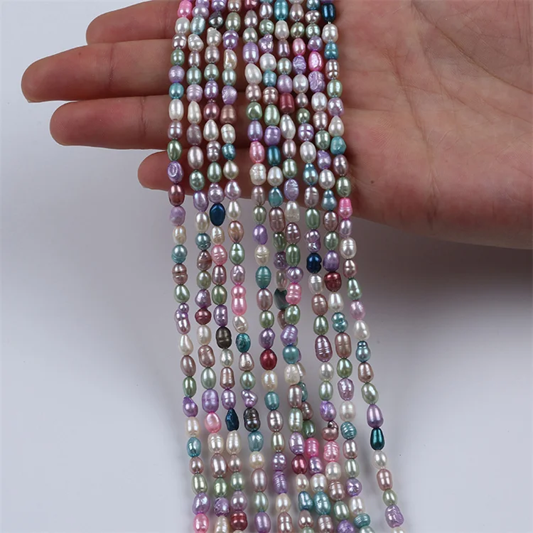 Разноцветные натуральные жемчужные нитки 4-5 мм |