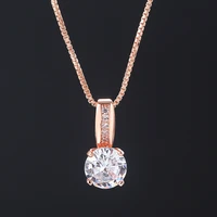 women crystal pendants necklaces charms zirconia necklace rose gold color fashionable neck jewelry gifts