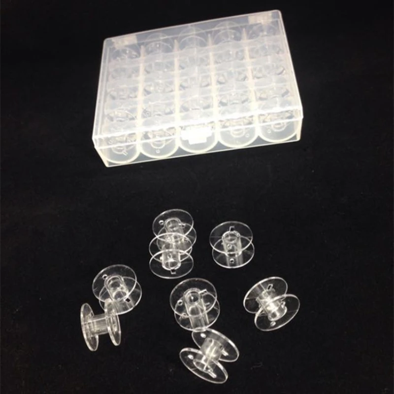 

1set/lot Clear Plastic 25 Bobbins Sewing Machine Spools With Thread Storage Case Box For Home Sewing Accessories Sewing Tools