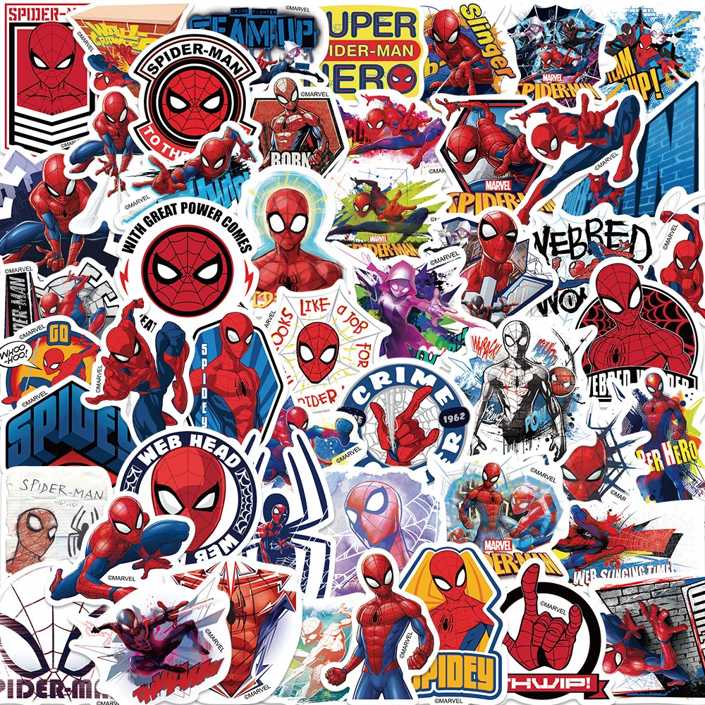 

10/25/50Pcs Cartoon Marvel Superhero Spiderman Stickers DIY Skateboard Luggage Motorcycle Fridge Car Waterproof Sticker Kids Toy