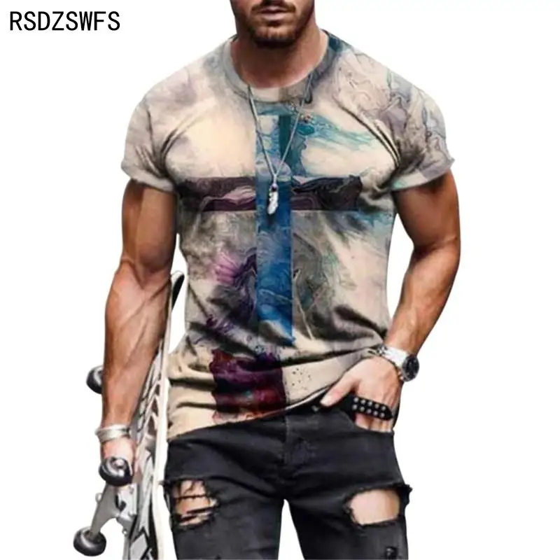 Summer Men's T-Shirt Street Retro Fashion Ethnic Style Pattern Printing 3D Clothes Large Size Men’s Top Loose Pullover T-Shirts |