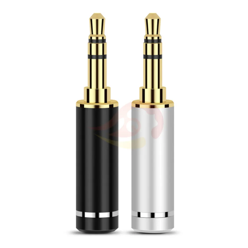 

3.5mm 3 Pole Stereo Gold Plated Copper HiFi Earphone Plug Audio Jack Metal Adapter DIY 3.5 Headphone Soldering Wire Connector