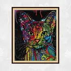 Наборы для вышивки крестиком с изображением разноцветных кошек, 11CT, 14CT