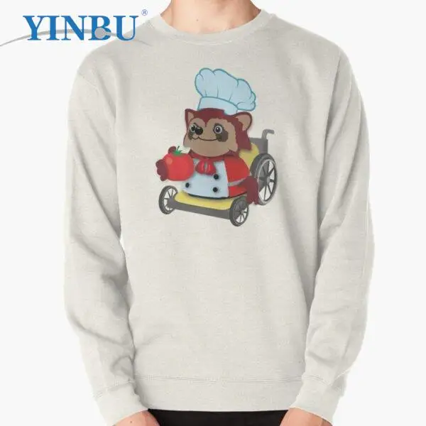 

Футболка мужская с изображением шеф-повара енота и инвалидной коляски, модная одежда, новинка 2023, футболки в уличном стиле