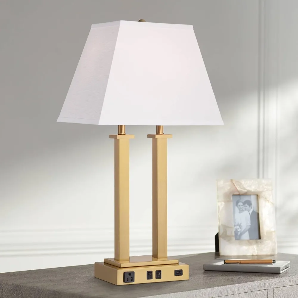 Современная настольная лампа Amity 26 дюймов USB-порт розетка переменного тока золото