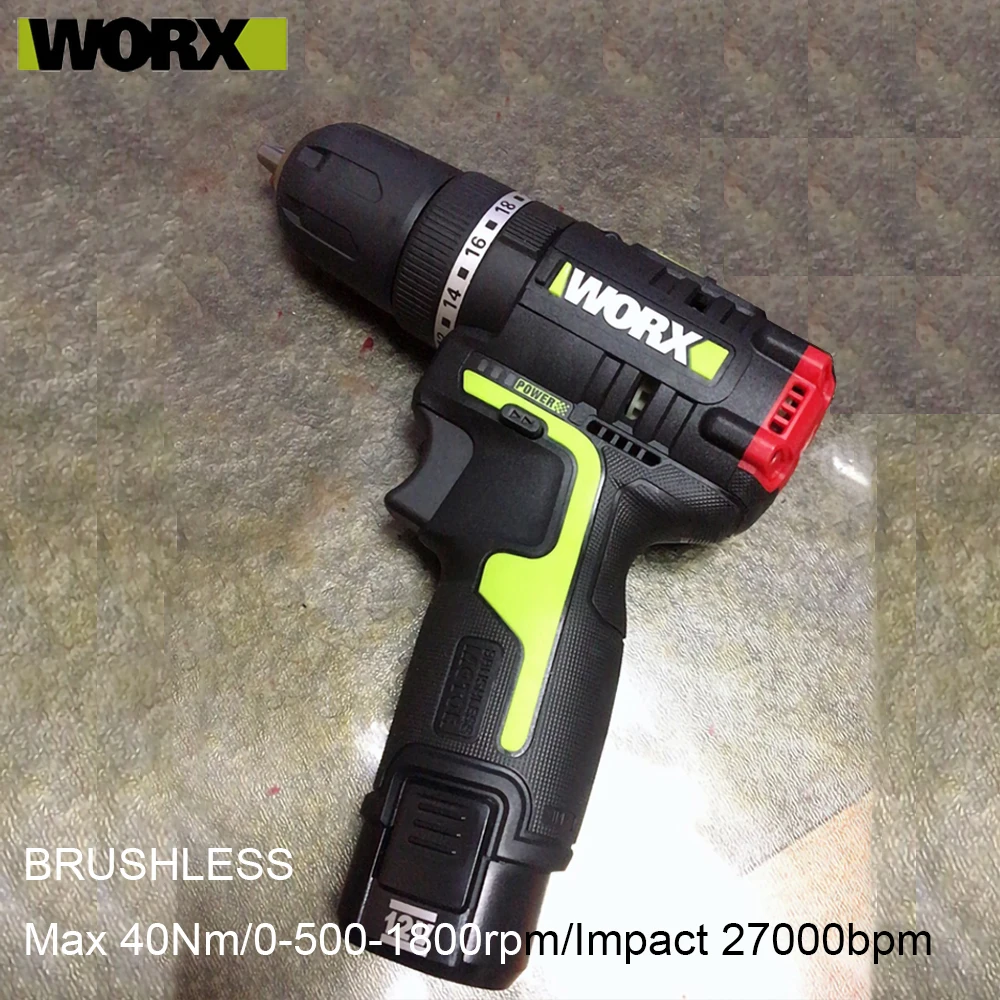 WORX Cordless Impact Drill Rechargeable Brushless WU131X 12V 40Nm with Bag or Tool Box Professional Tool Share Battery Platform