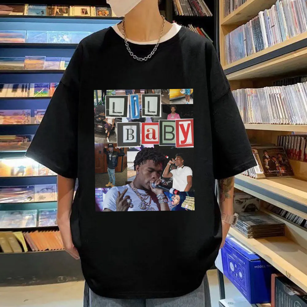 

2023 Hot Sale Rapper Lil Baby Print T Shirt Men Women Street Hip Hop Oversized T-shirt High Quality Fashion Pure Cotton T-shirts