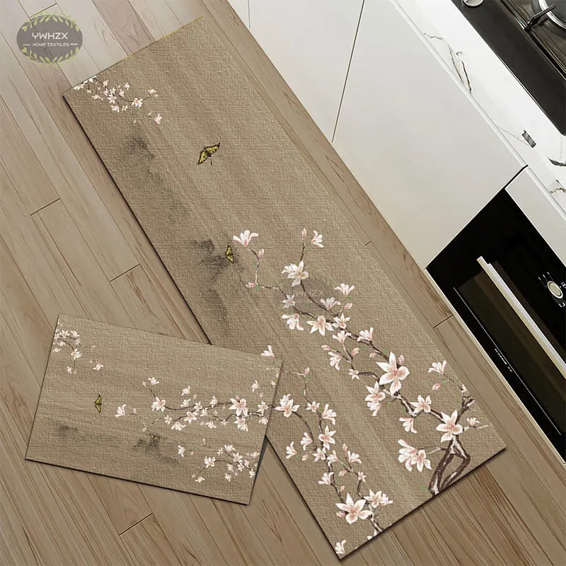 

Modern Plant Cartoon Kitchen Mat Hallway Persia Anti-Slip Carpet Bathroom Floor Entrance Doormat Bedroom Living Room Decor Rug