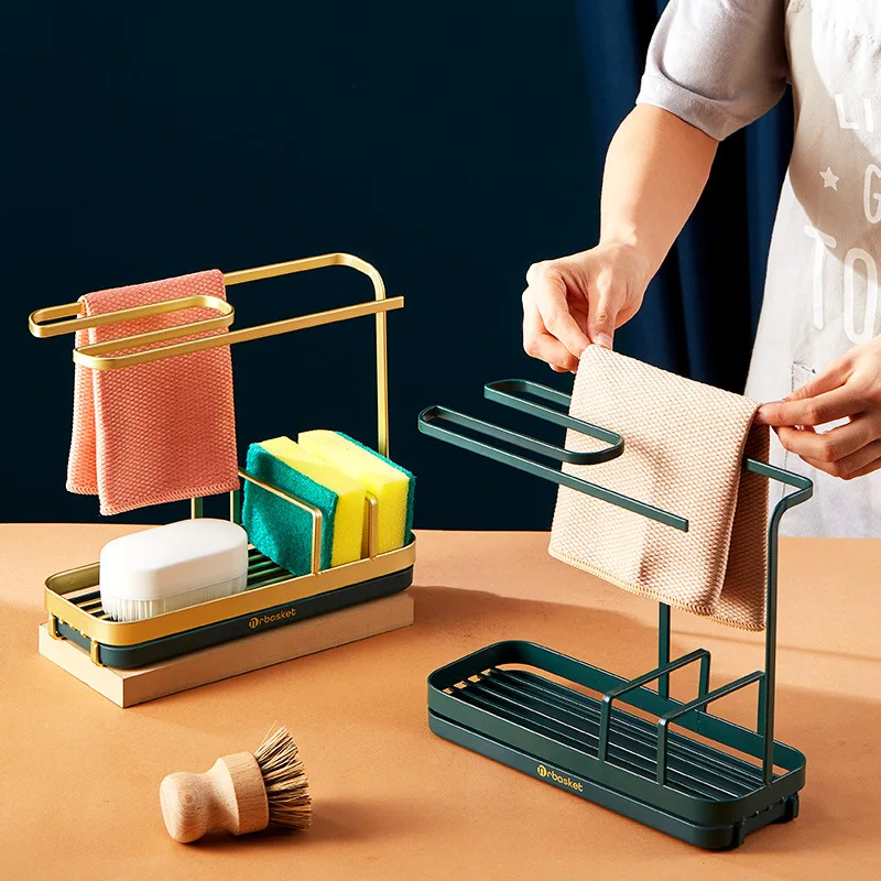 Стеллаж для кухонной раковины, стеллаж для домашней столешницы, настенный подвесной стеллаж для полотенец, сушилка для губки, посуды