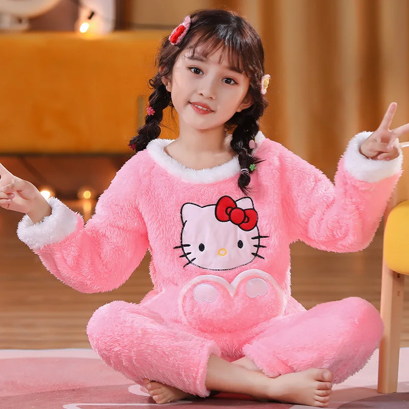 

Disney Winter Children Plush Pajamas Warm Flannel Sleepwear Boys Girls Loungewear Coral Fleece Kids Pijamas Homewear Pyjama Set