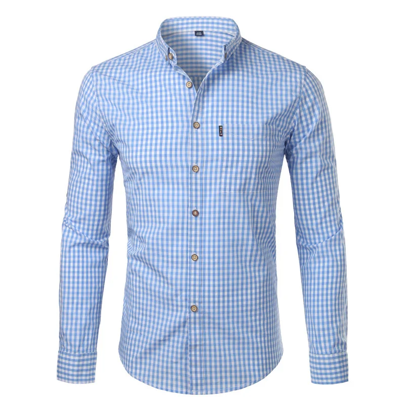 

Small Plaid Button Down Sirt Men 2023 Summer New Lon Sleeve Slim Fit Mens Dress Sirts Casual Cecks inam Cemise omme