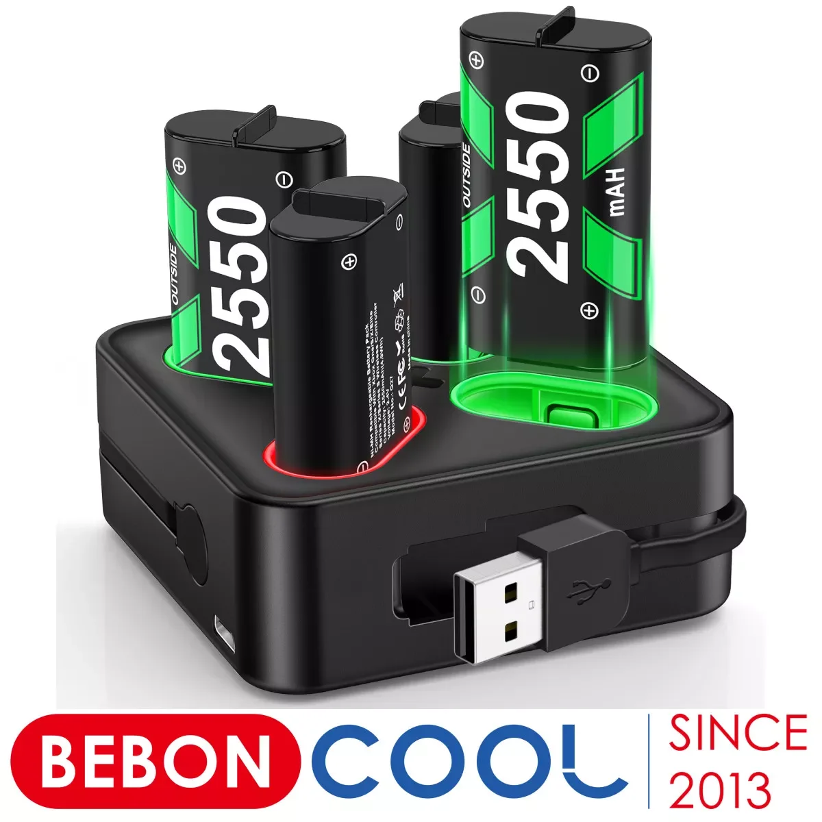 

4X2550mAh Rechargeable Battery For Xbox One + USB/Type-C Charging Cable Charger For Xbox Series X/S/Xbox One S/X Controller