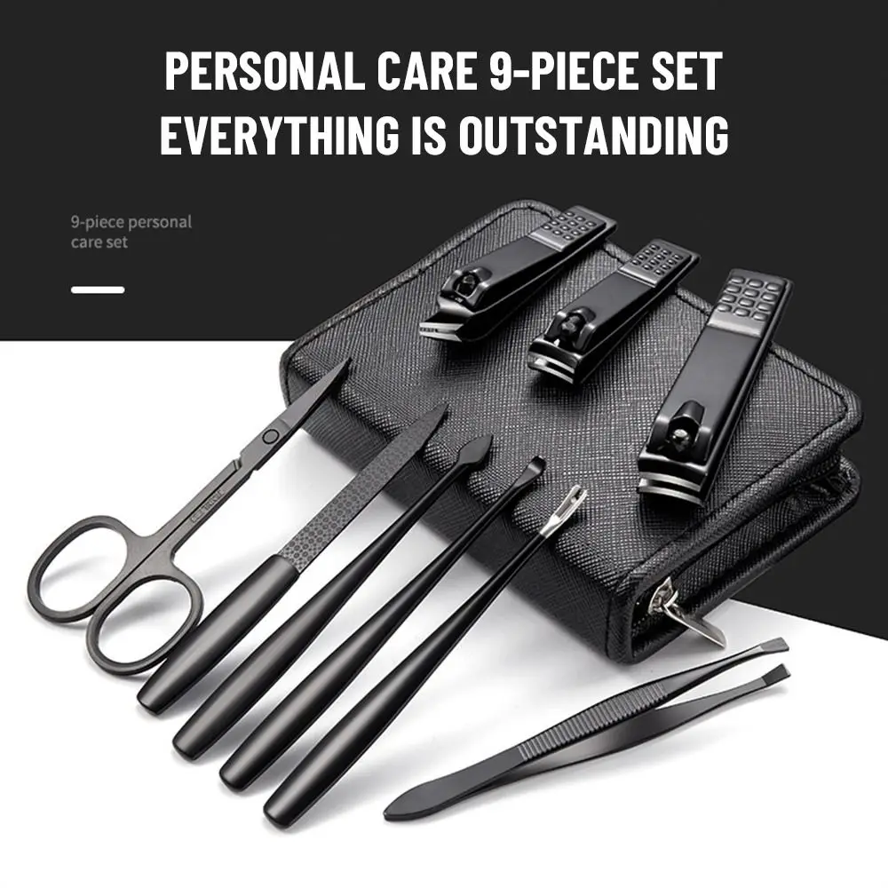 

New Fingernail Suit Manicure Set Cuticle Pusher Nail Clipper Manicure Pedicure 9 pcs Nail Care Kit Cutter Cutter File