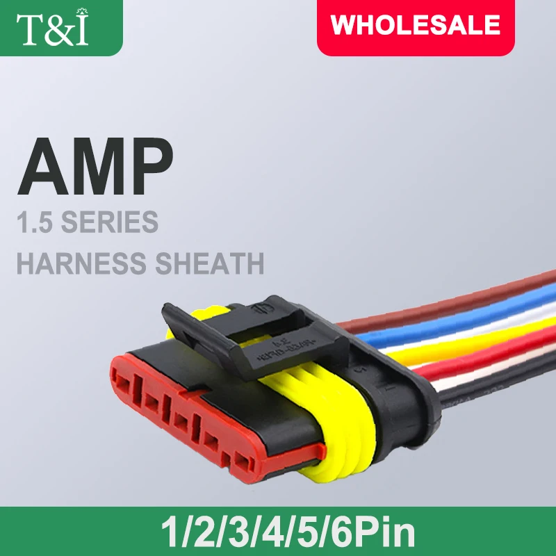 

1 Set AMP 1P 2P 3P 4P 5P 6P Waterproof Auto Connector Male Female Plug with Wire Cable 15CM Harness for Car Motorcycle