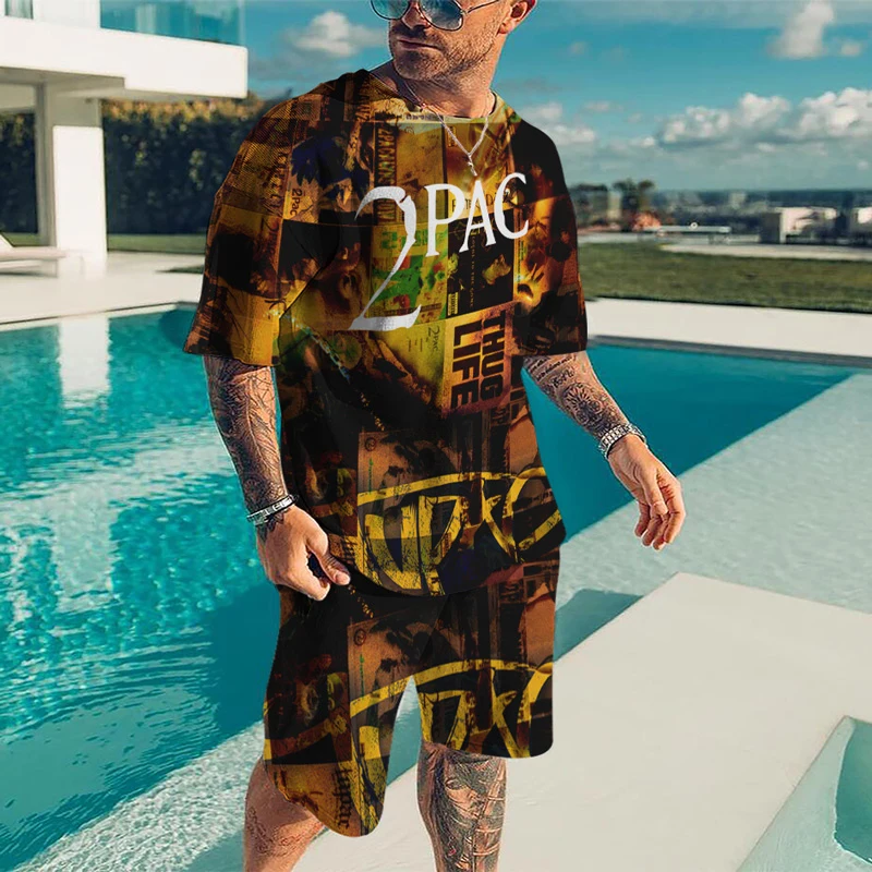 Outfits For Men Summer Clothes Trend 3D Printed T-shirt Shorts 2-Piece Street Fashion Hip Hop Style Set Men's Sportswear