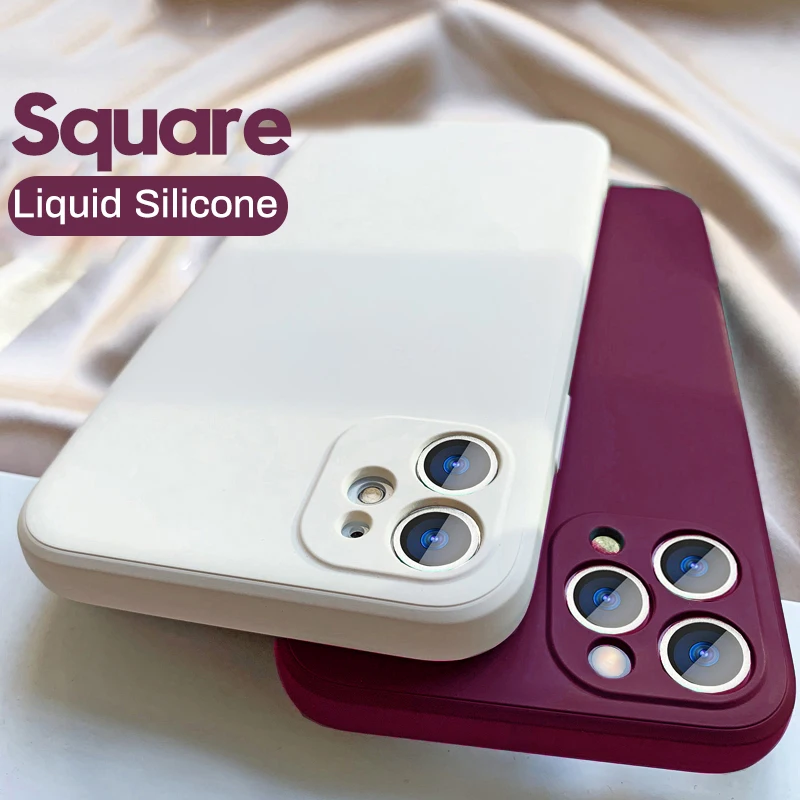 

Square Shockproof Liquid Silicone Soft Case For iPhone 13 Pro Max 12 11 Pro XS Max XR X 7 8 Plus SE 2020 Protection Cover