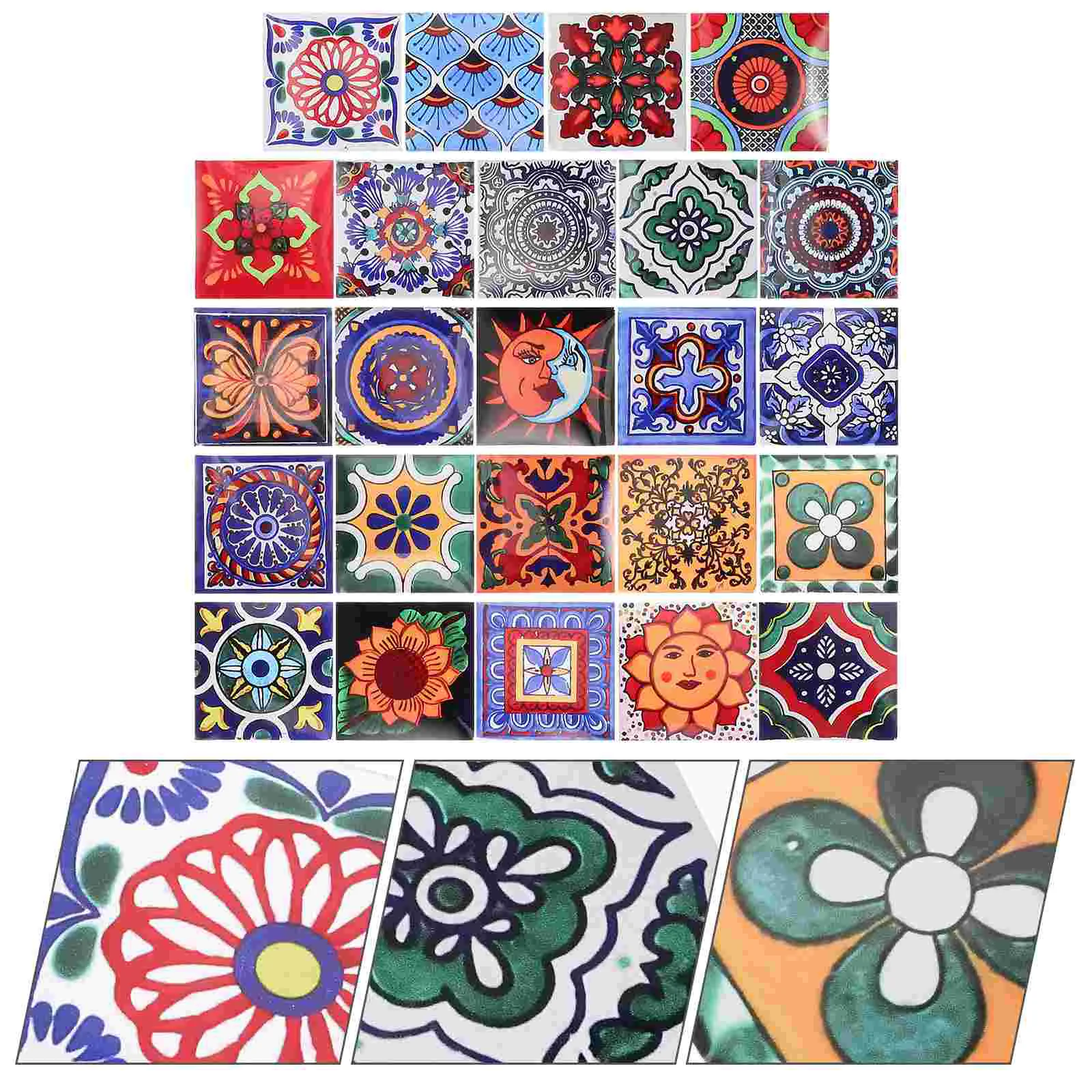 

Vintage Tile Stickers Bathroom Backsplash Peel Waterproof Adhesive Floor Tiles Kitchen