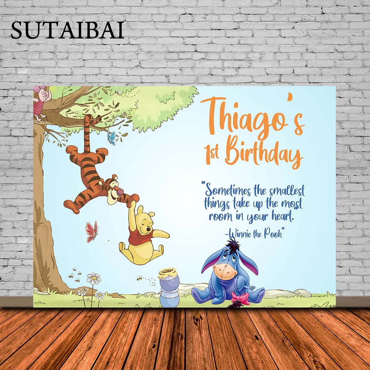 

Cartoon Winnie The Pooh Photography Backdrops Boys Baby Shower 1st Birthday Party Background for Photo Studio Customized