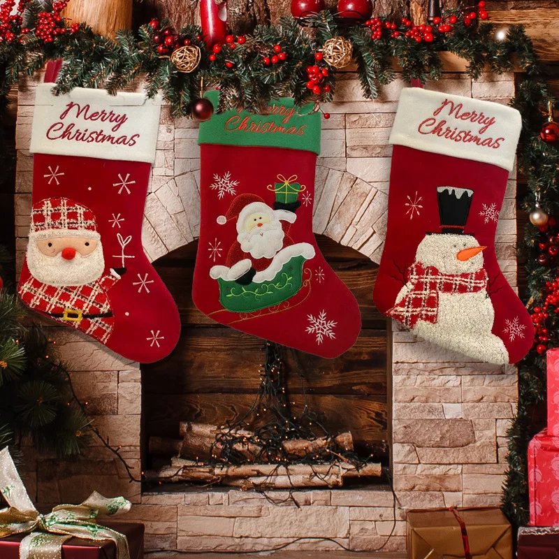 

Рождественские чулки, носки, снеговик, Санта, Рождественские елочные украшения, новый год 2023, рождественские украшения для дома